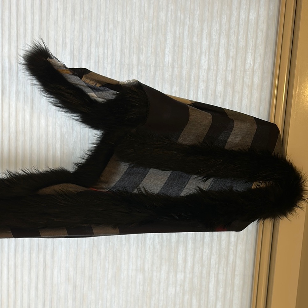 Striped Black and Gray Women's Coat